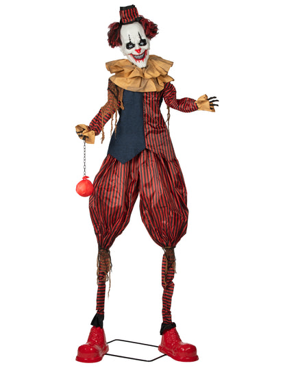 Décoration animée clown sur échasses 240 cm