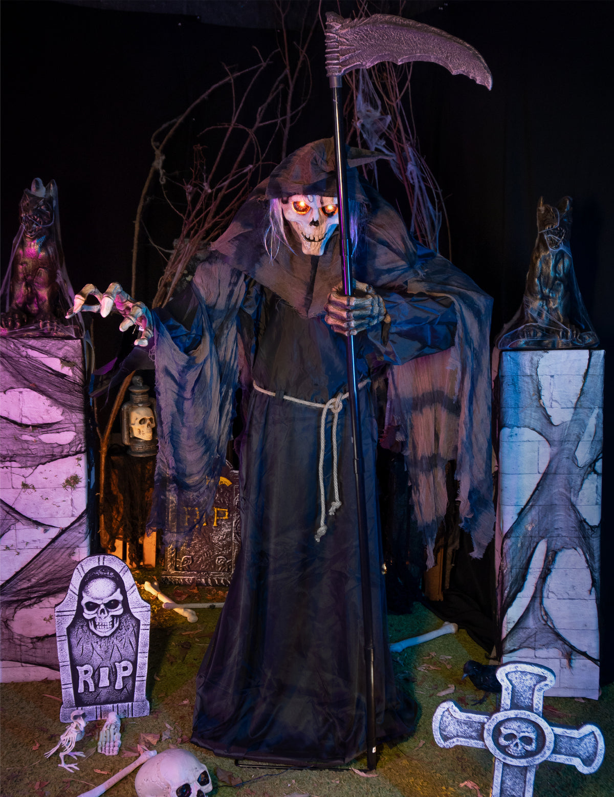 Animirani dekoracijski velikanski Reaper 182 cm