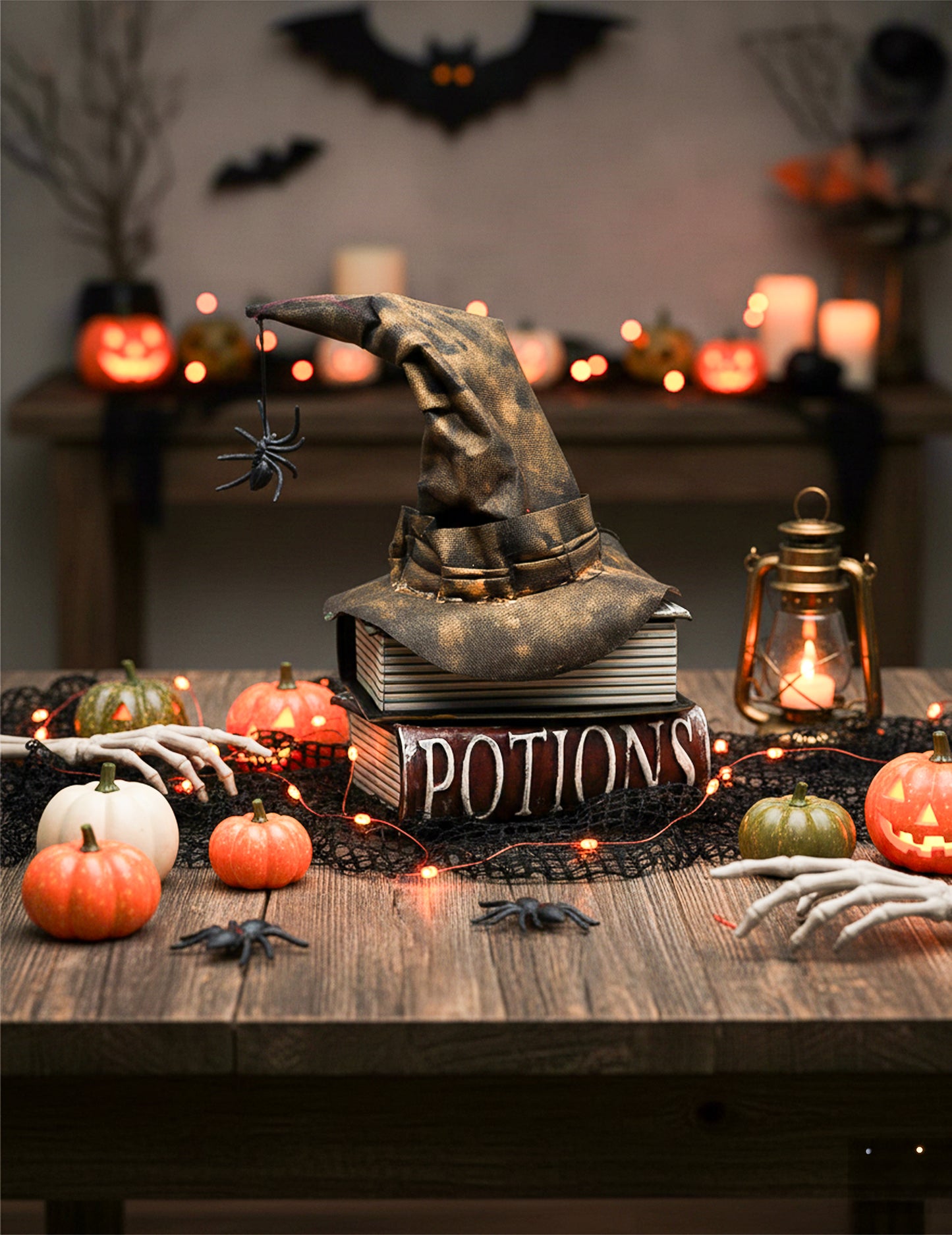 Animirana dekoracija knjig s čarovnicami