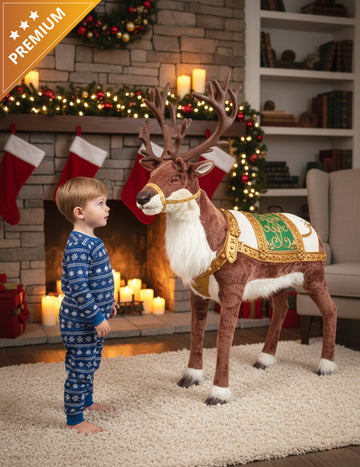 Animirana božična dekoracija severnih jelenov z zvokom in gibanjem 143 cm
