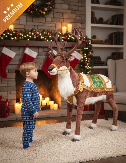 Animirana božična dekoracija severnih jelenov z zvokom in gibanjem 143 cm