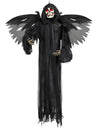Décoration animée sonore et lumineuse Démon étourdi pour Halloween noir avec ailes et yeux rouges