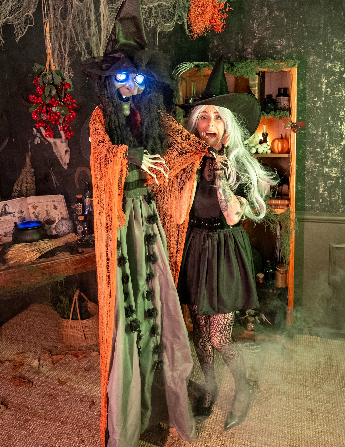 Animirana, zvočna in svetlobna viseča čarovniška dekoracija 183 cm