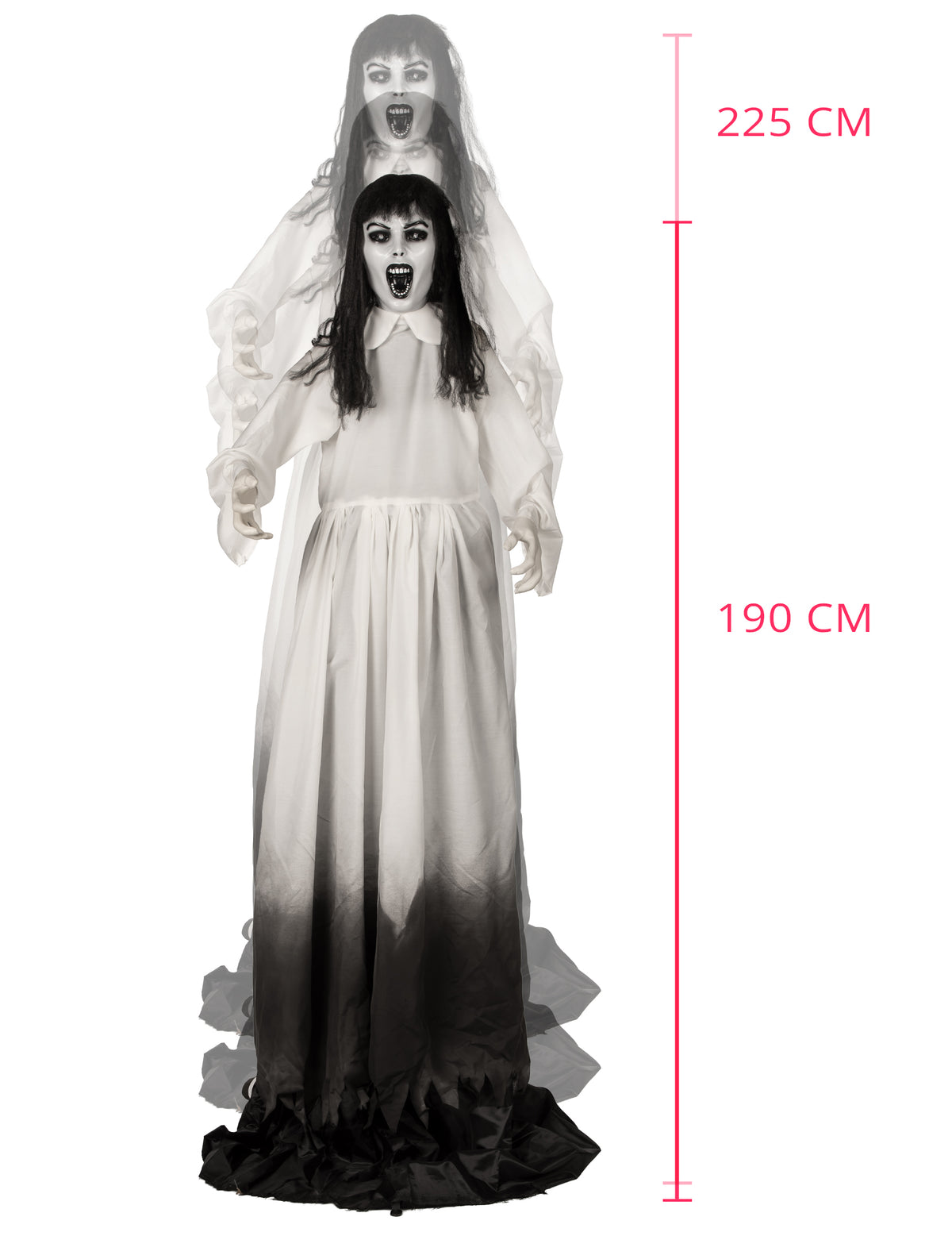 Raztegljiva animirana dekoracija fantomske vdove z gibanjem 190 do 225 cm