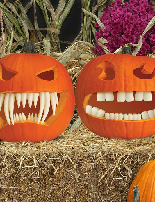 Détail des modèles de dents de la décoration de citrouille pour Halloween dents phosphorescentes