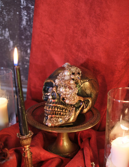 Okras lobanje okrašen diamanti 16 x 15 x 21 cm