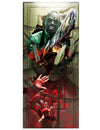 Décoration de porte assassin pour Halloween sanglante avec tronçonneuse et chaînes