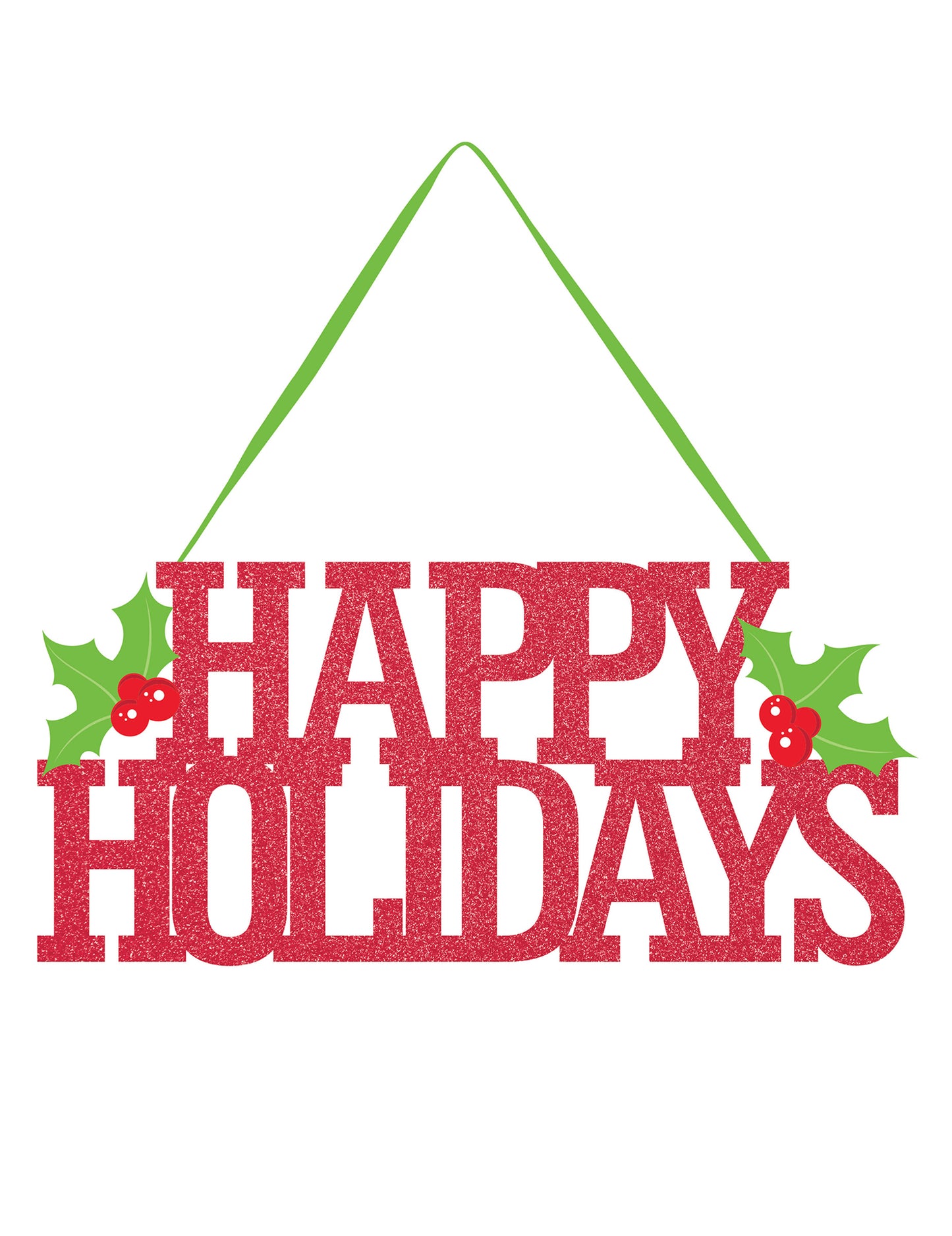 Okras za vrata Vesele praznike, rdeče bleščice, 33 cm