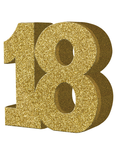 Décoration de table 18 ans pour anniversaire dorée à paillettes