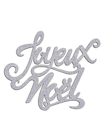 Lesena namizna dekoracija, Vesel božič, srebrne bleščice, 19 x 20 cm praznični napis