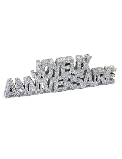 Décoration de table Joyeux anniversaire pailleté argenté