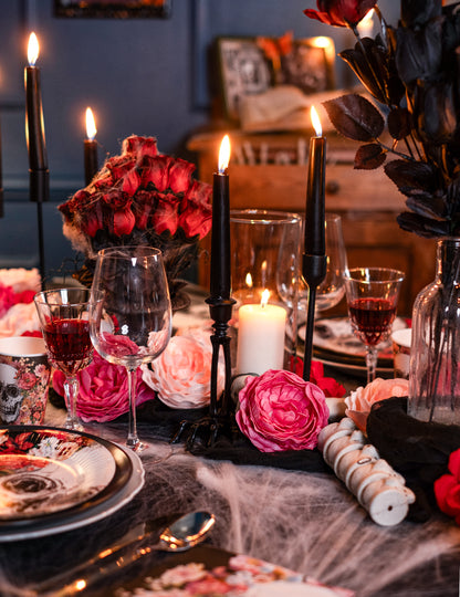 Starinska roza dekoracija mize 12 cm umetna roža