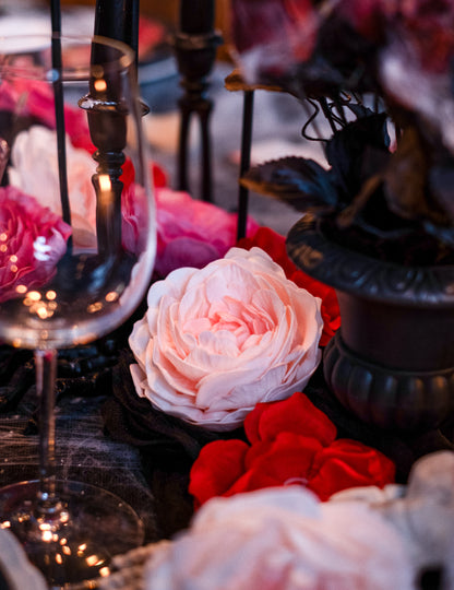 Starinska roza dekoracija mize 12 cm umetna roža