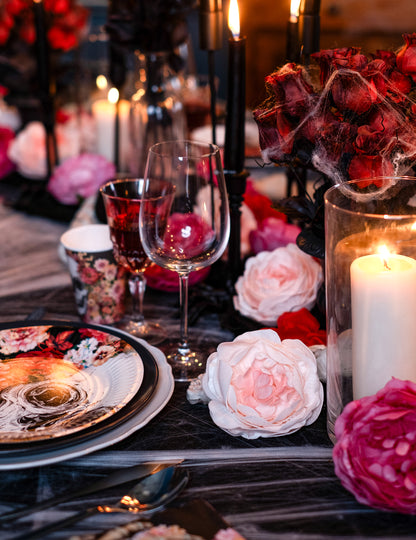 Starinska roza dekoracija mize 12 cm umetna roža