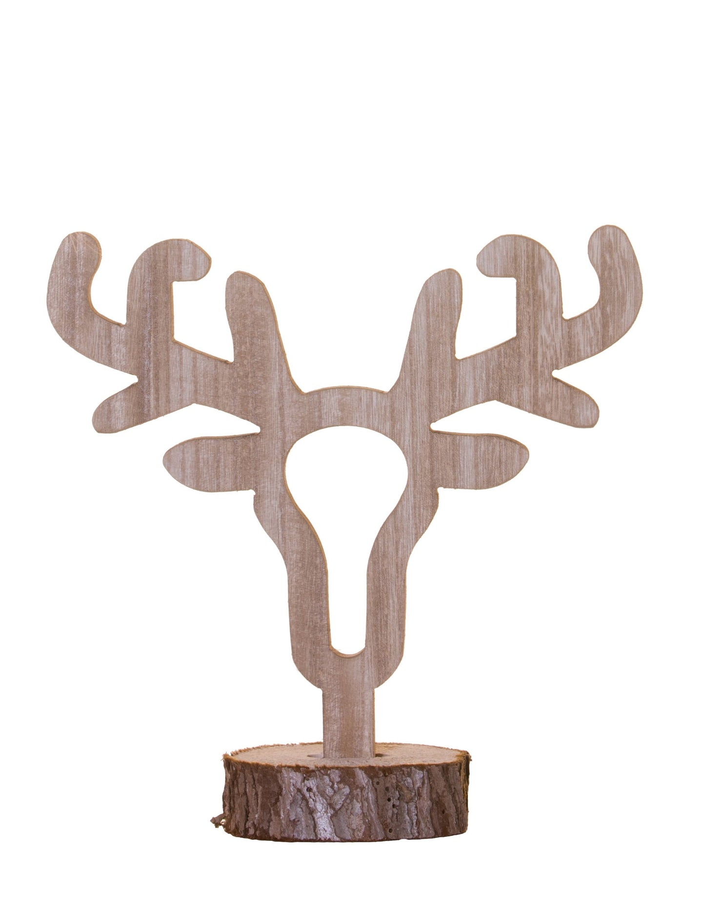 Décoration tête de cerf en bois sur rondin
