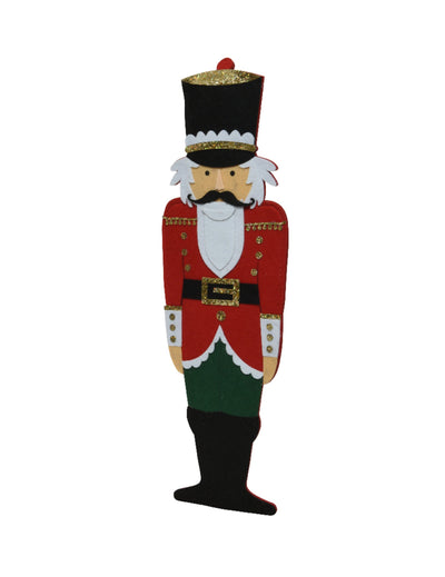 Décoration en feutrine casse-noisette soldat pour Noël rouge et vert avec paillettes dorées