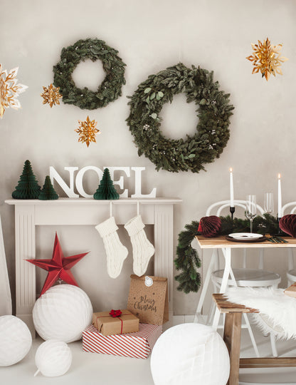 Okras za božično drevo iz papirja s satjem 15 cm zelena in zlata