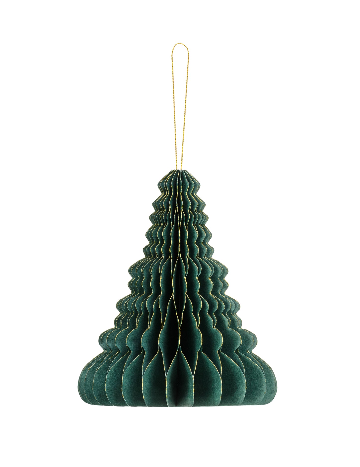 Okras za božično drevo iz papirja s satjem 15 cm zelena in zlata