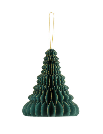 Okras za božično drevo iz papirja s satjem 15 cm zelena in zlata