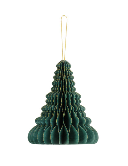Okras za božično drevo iz papirja s satjem 15 cm zelena in zlata
