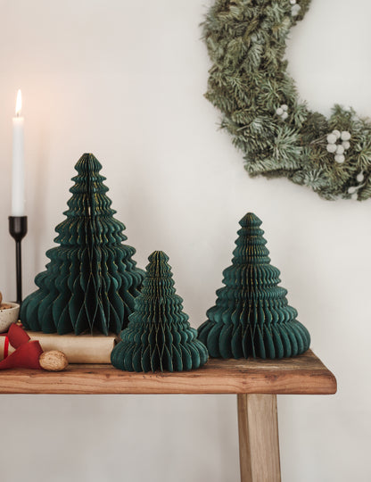 Okras za božično drevo iz papirja s satjem 15 cm zelena in zlata