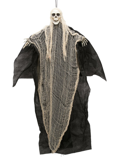 Décoration de faucheuse pour Halloween noire et blanche à suspendre