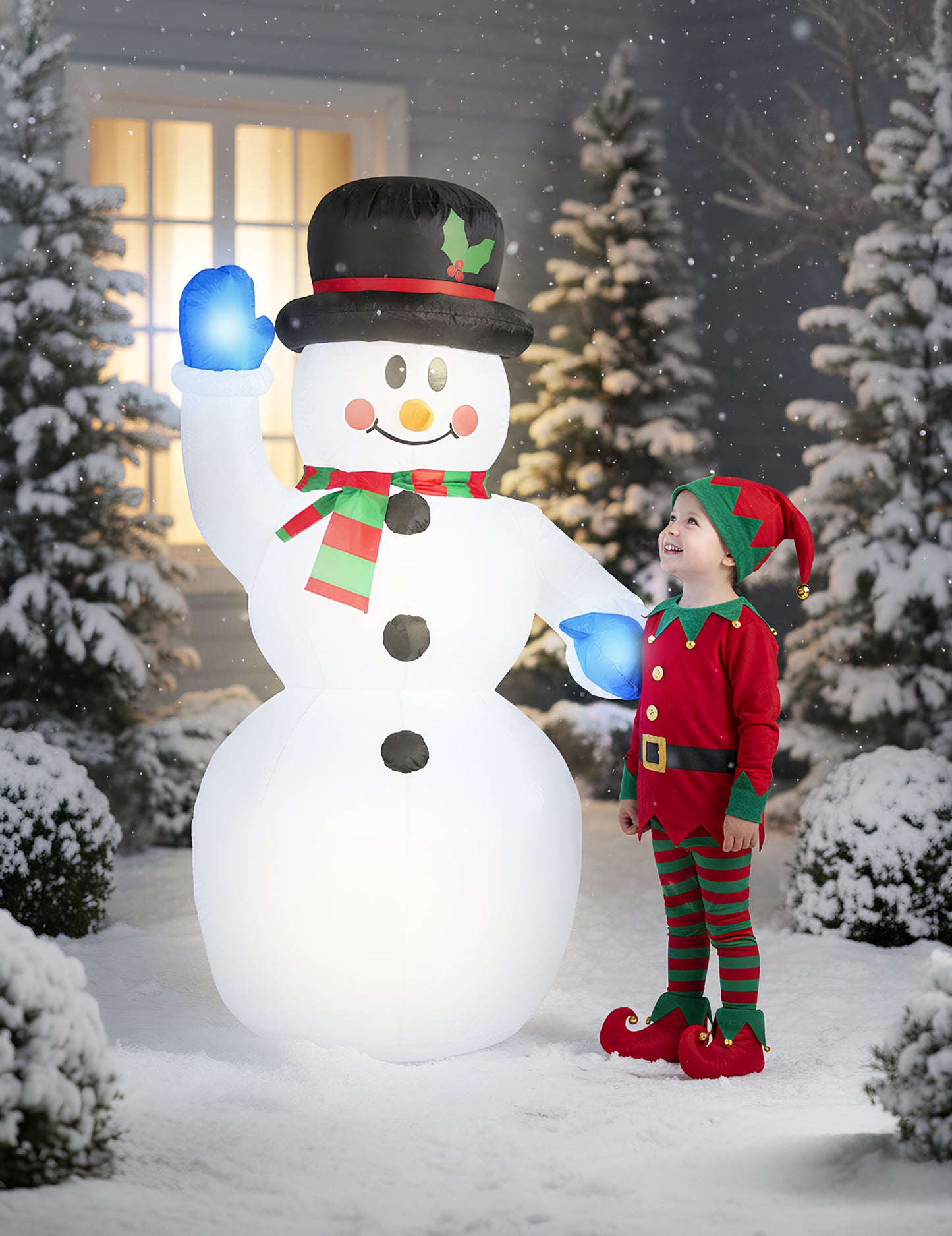 Svetleča napihljiva dekoracija snežaka 150 cm 