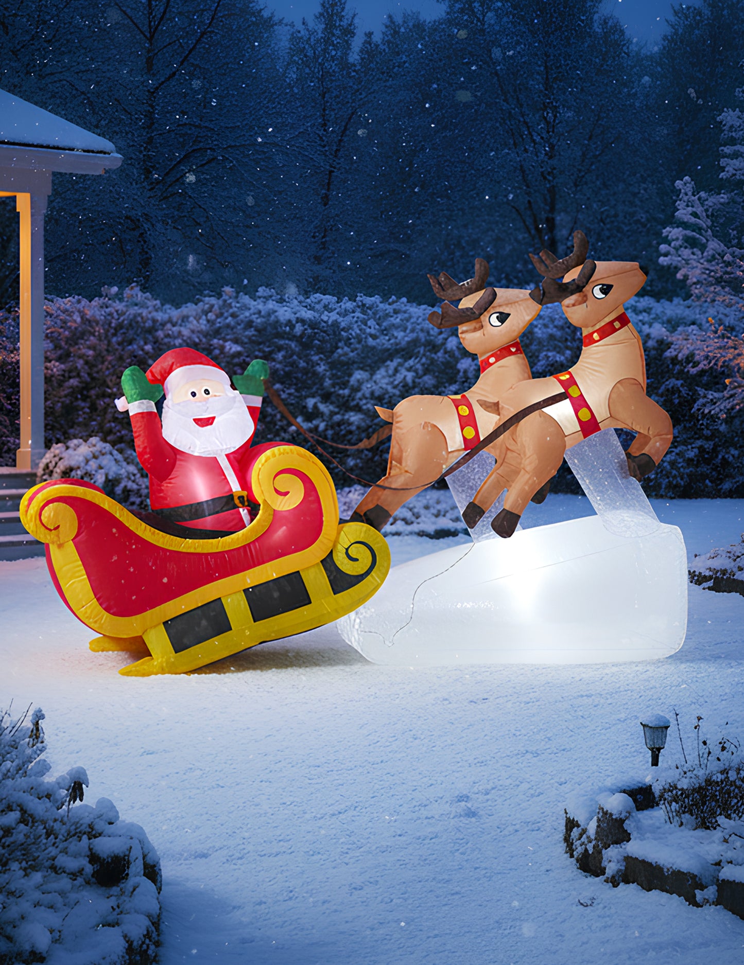 Svetleča napihljiva dekoracija Božičkovih sani 210 cm 