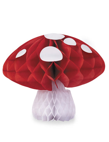 Velika dekoracija iz satja v obliki gob 21 cm rdeča in bela