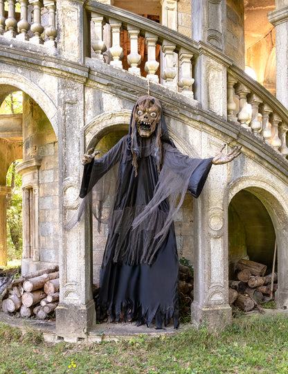 Velikanska dekoracija za noč čarovnic: viseča čarovnica/zombi, 3,50 m