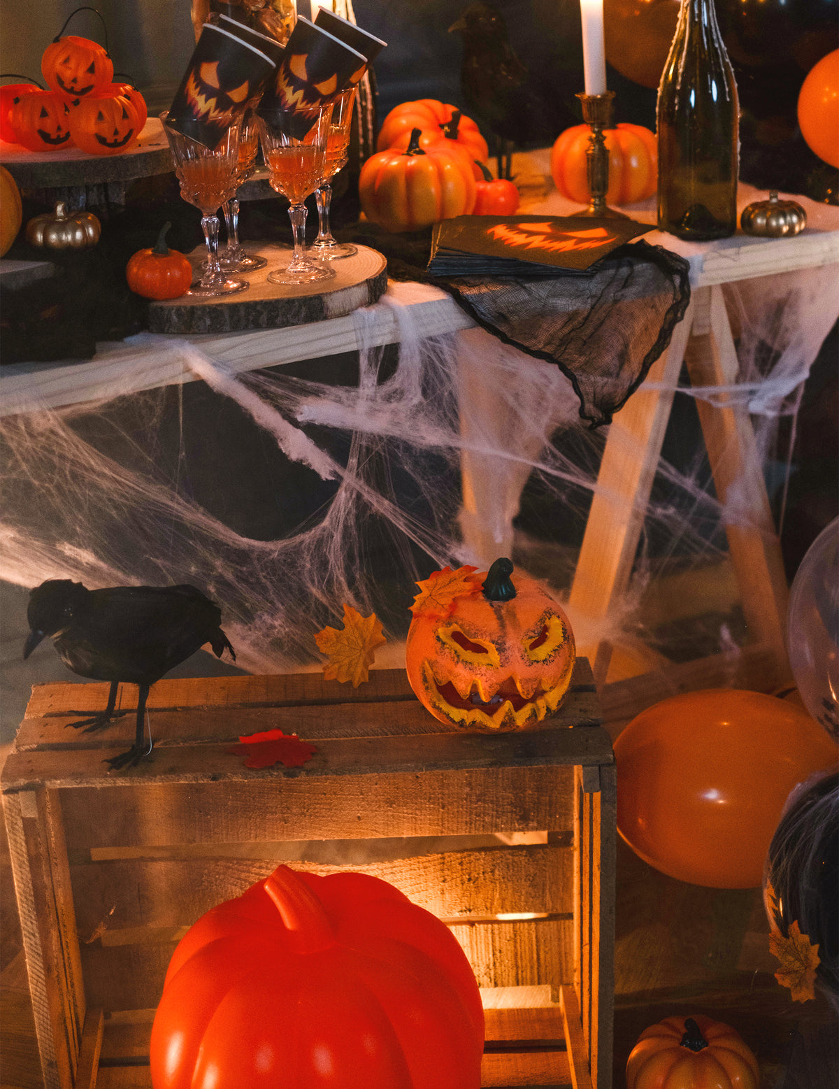 Décoration lumineuse citrouille Halloween orange