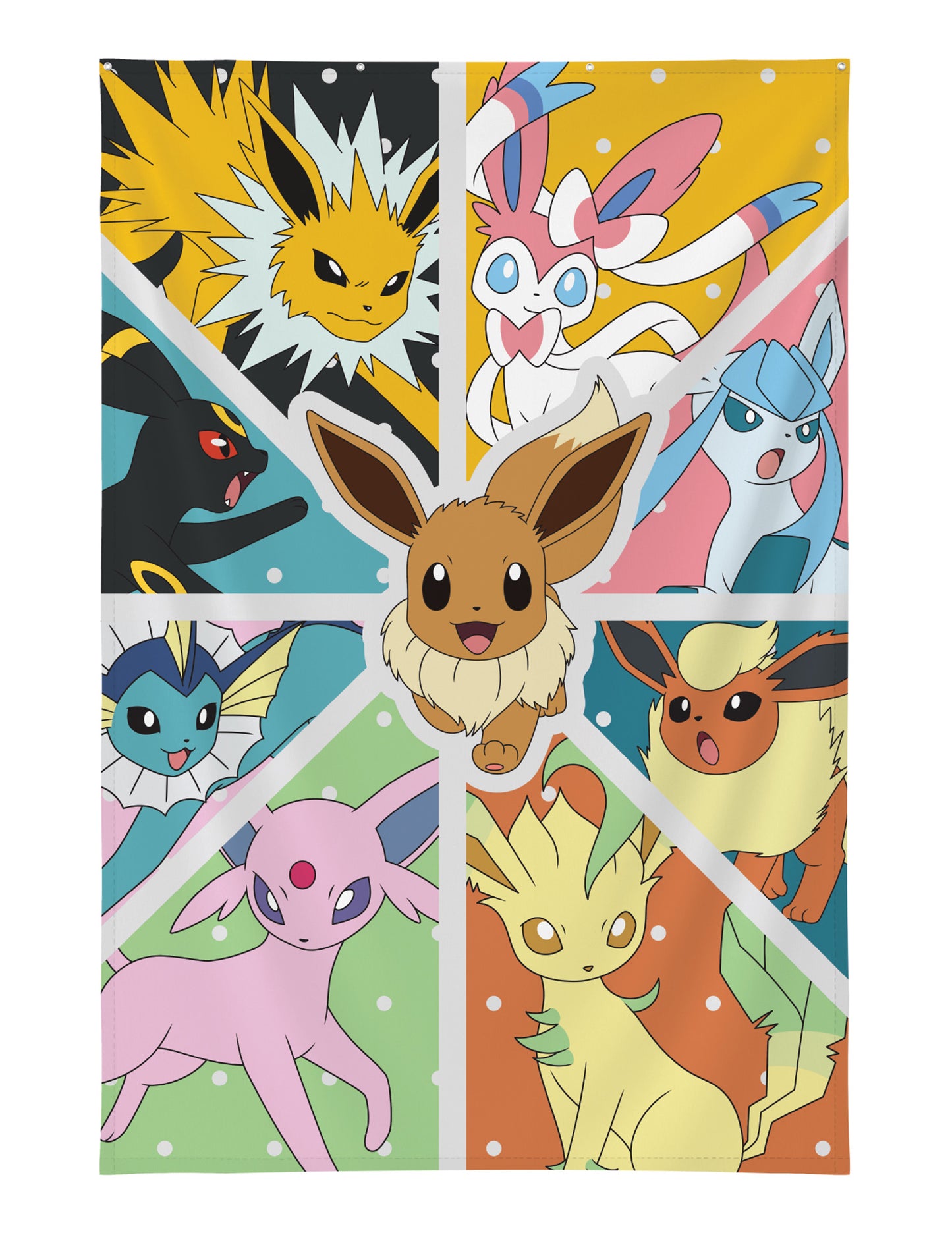 Stenska dekoracija Pokèmon™ Évoli Transformacije 125×85 cm z kovinskimi obročki 