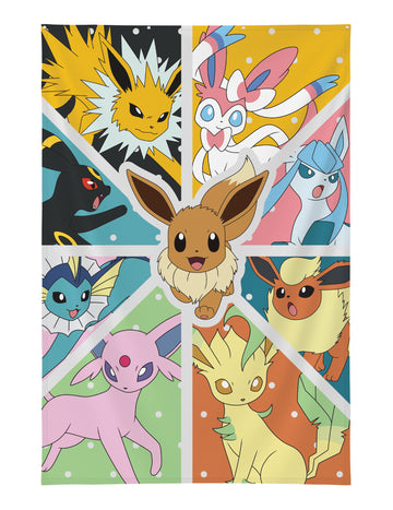 Stenska dekoracija Pokèmon™ Évoli Transformacije 125×85 cm z kovinskimi obročki 