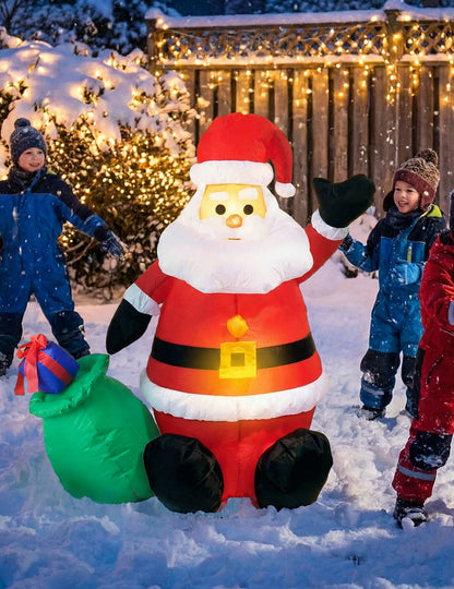 Napihljiva in svetleča božična dekoracija Božiček 120 cm 