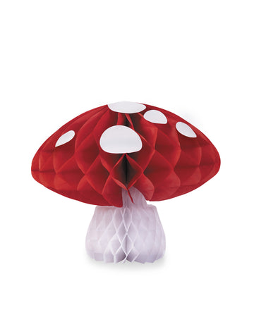 Majhna dekoracija iz satja v obliki gob 13 cm rdeča in bela