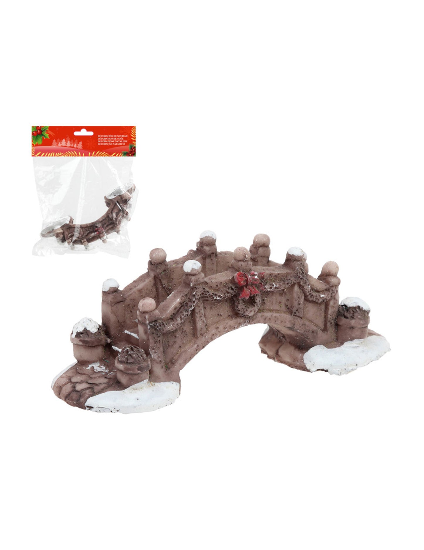 Božična dekoracija mostu v vasi 14 x 10 cm smola