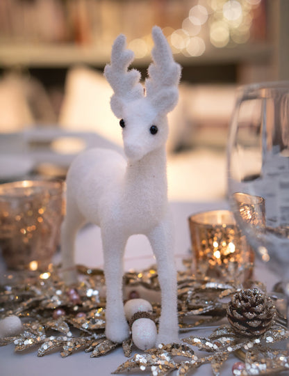 Dekoracija belih jelenov 13 cm