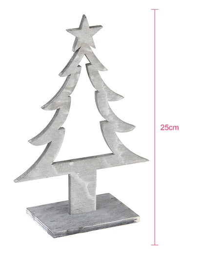 Siva lesena okras božičnega drevesa 25 x 11 x 8 cm
