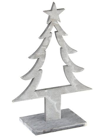 Siva lesena okras božičnega drevesa 25 x 11 x 8 cm
