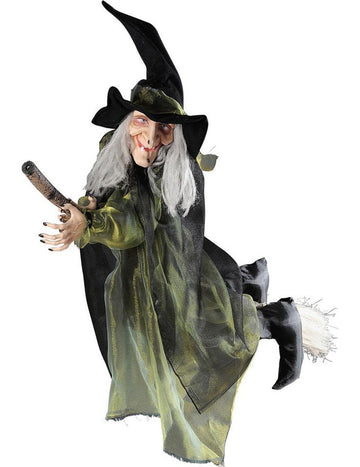 Leteča dekoracija čarovnic na 100 cm metla za noč čarovnic