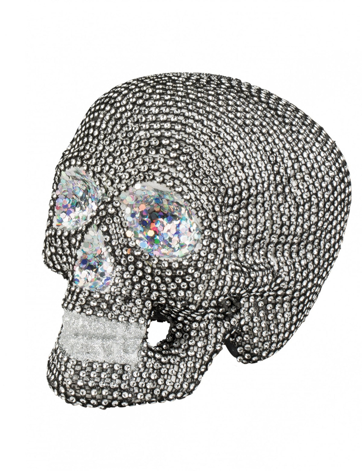 Décoration squelette Halloween à strass argentés et brillants