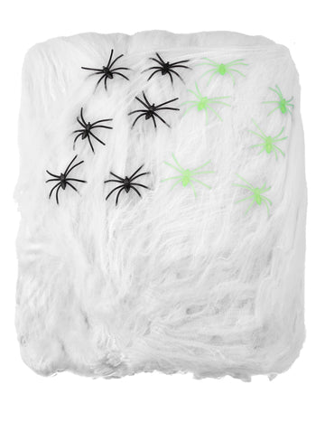 Dekoracija belega pajkovega platna s pajki 500 g Halloween