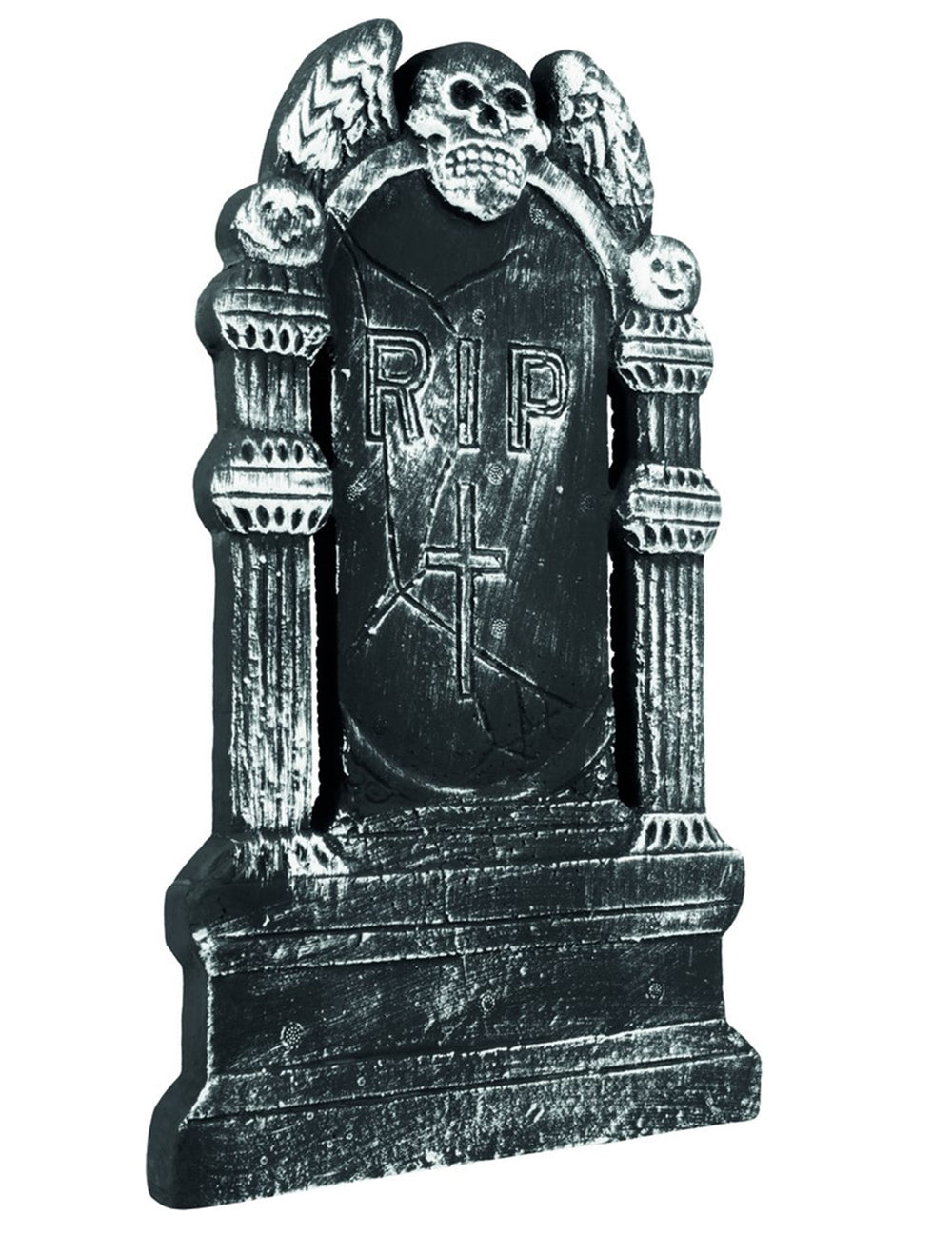 Décoration tombe squelette pour Halloween grise et noire avec crânes et inscription RIP