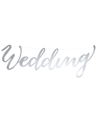 Srebrna poročna girlanda 45 x 12 cm iz kartona 
