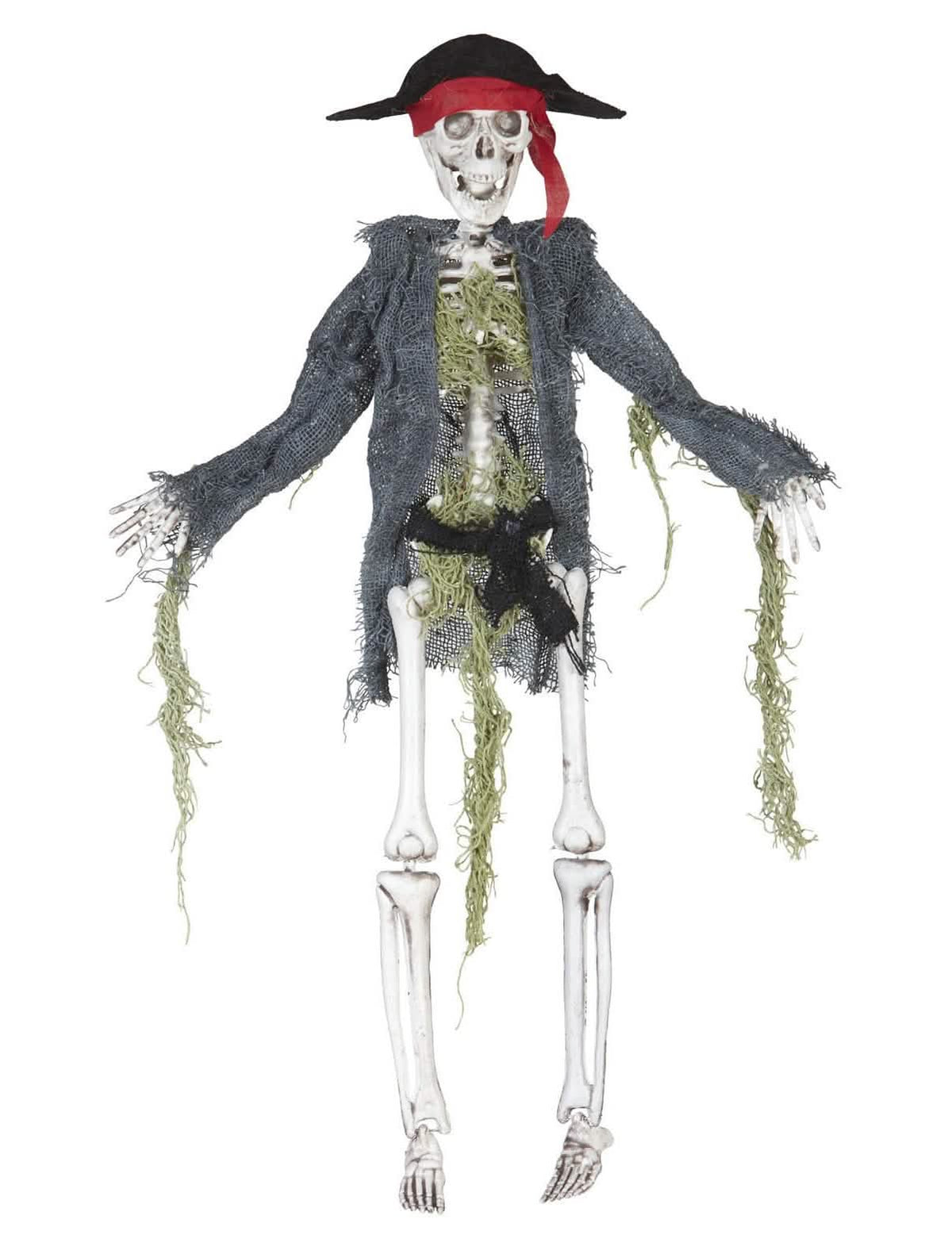 halloween dekoracija zombiji pirat za halloween siva s klobukom in rdeča bandano