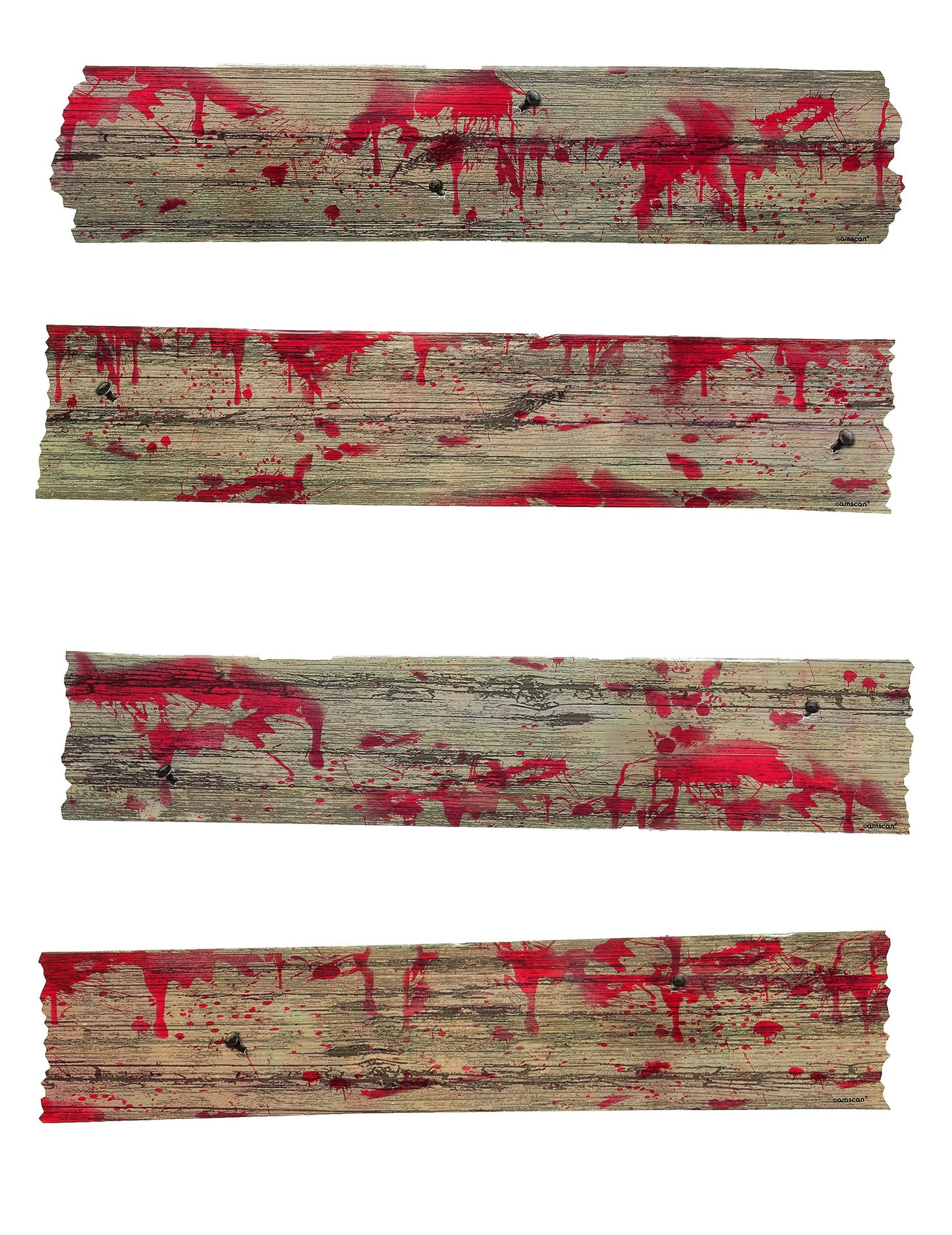Décorations barricades de zombie pour Halloween effet bois avec taches de sang rouge