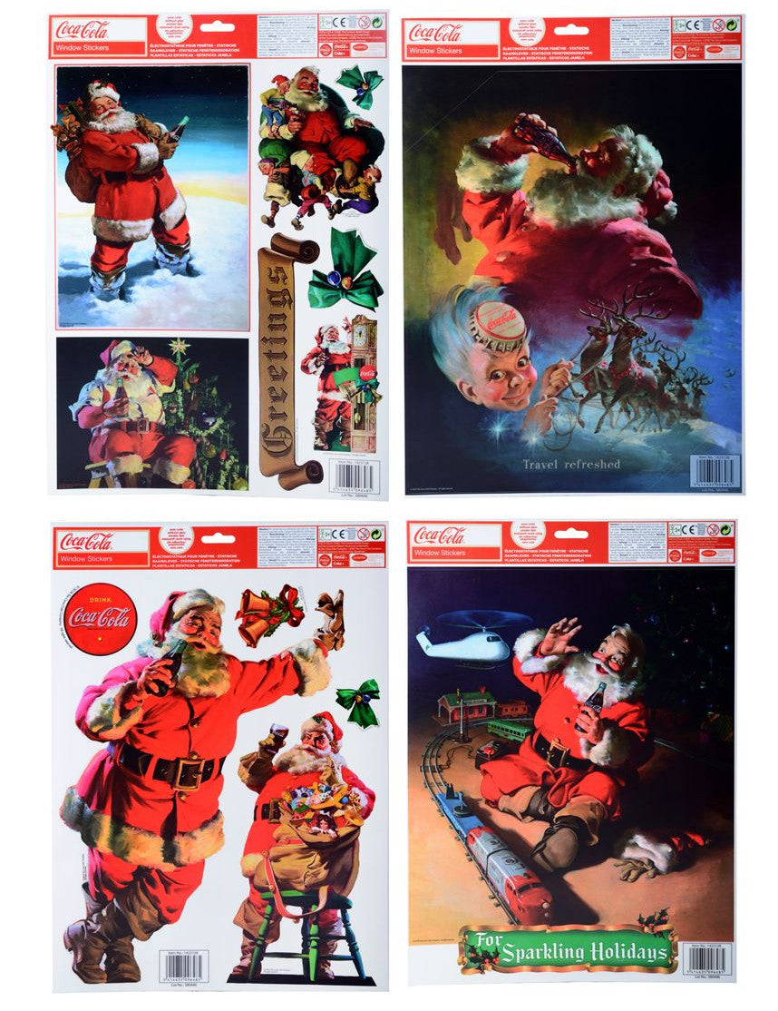 Vitražne dekoracije Coca-Cola Božiček za Božič v rdeči in beli vintage barvi