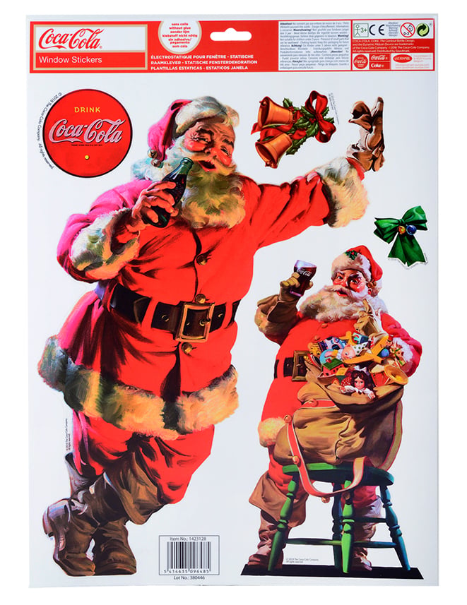 Détail des motifs de la planche de décorations pour fenêtres Coca-Cola™ et Père Noël