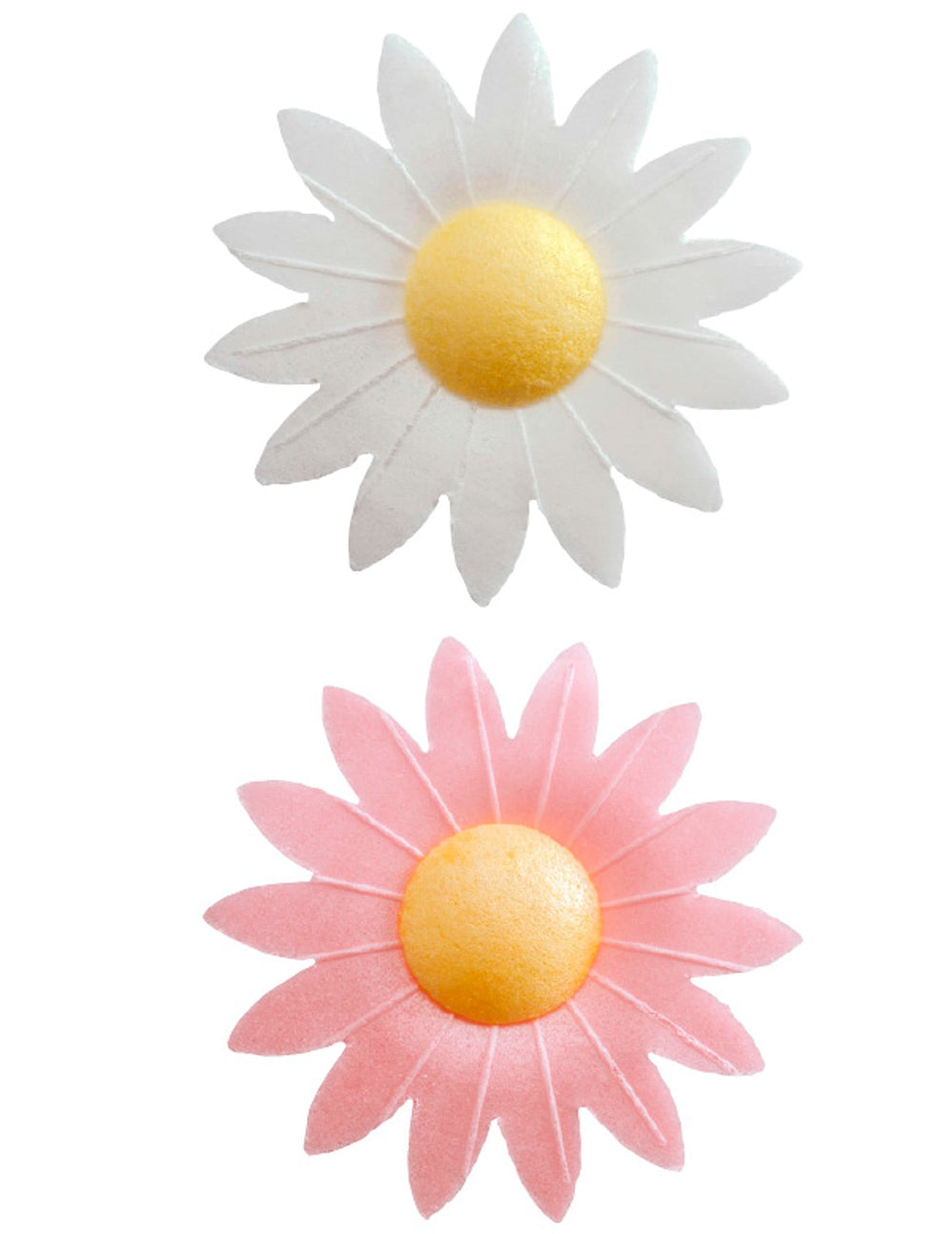 Décorations fleurs azyme pour gâteau blanches et roses