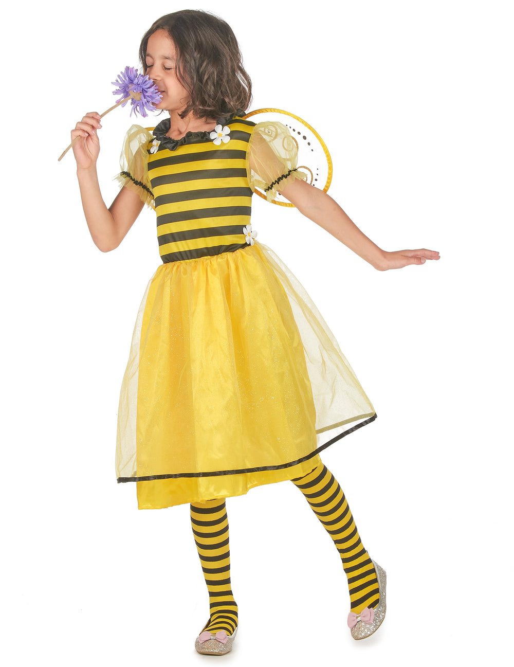 Vue de profil du déguisement abeille tutu avec ailes